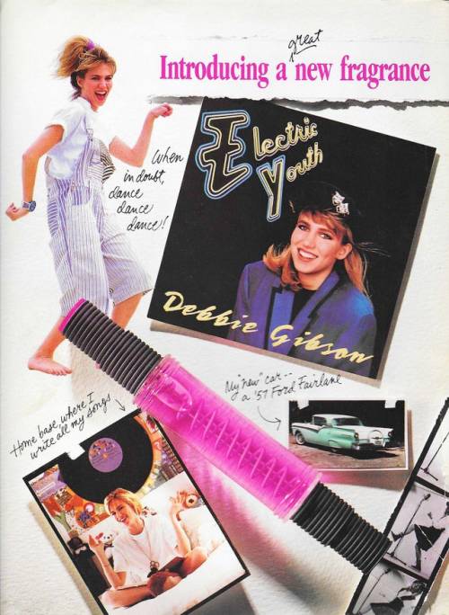 vintageadvertising:I wanna smell like Debbie Gibson! Electric