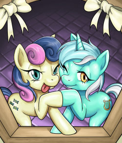 drawponies:  Lyra and Bonbon, JUST FRIENDS! by nauth    Yahuh,