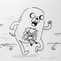 kingofooo:  andressalaff:  An old Adventure Time! doodle #finnandjake