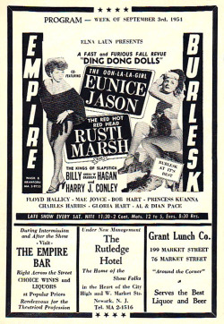 September ‘54 program ad for the ‘EMPIRE Burlesk Theatre’,