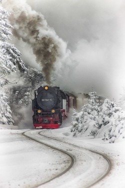 bluepueblo:  Snow Train, Saxony-Anhalt, Germany photo via bestcanvas