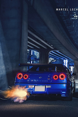 supercars-photography:   nissan Skyline GTR R34 Flames (via)