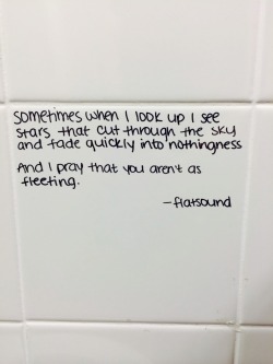 brunchlife:  Someone wrote flatsound lyrics on the bathroom wall