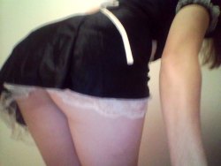 naughtyhorny:  playing with my new maids out fit ;) like and