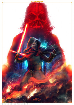 v3lhaco:  Kylo Ren // Star Was: The Force Awakens - Art by Onezork