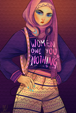 thecarefree-art:  procrastination = hijabi babe power Also available