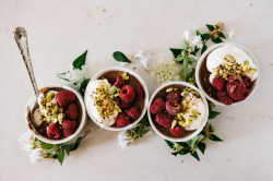 fizzybuzz:    Salted Chocolate, Raspberry and Pistachio Pots