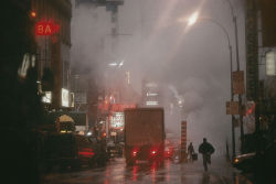 natgeofound:  Steam pours over the streets of Broadway’s Time