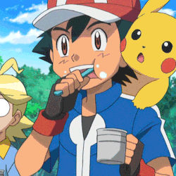 taillow-suift: I love my new header image. Ash brushing his teeth