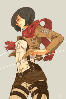 moaniecat:  Sketched Rivaille. Ended up drawing Mikasa instead.