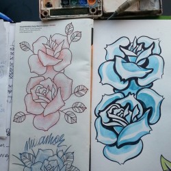 Drawing up some tattoo flash studies. Off of a design by Luca