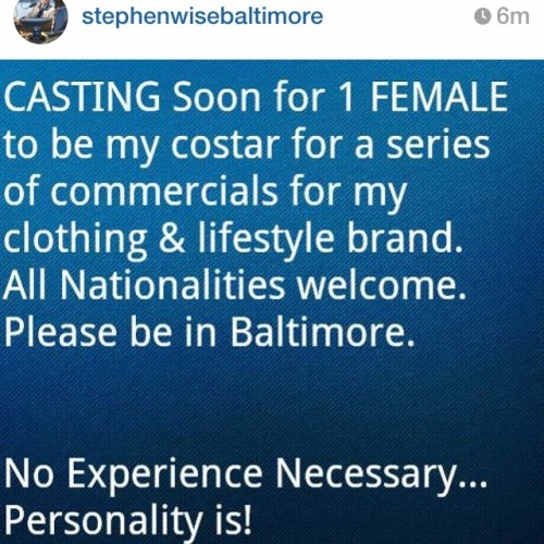 Contact @stephenwisebaltimore  if you looking to be get your acting started  #baltimore #dmv