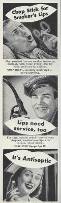 simonsayssigns:  Chapstick. 1950s. It’s antiseptic. 