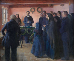 pintoras:  Anna Ancher (Danish, 1859 - 1935): A Funeral (1891)