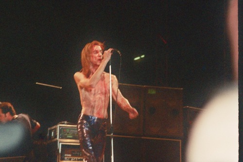 theunderestimator-2:  theunderestimator-2:  Iggy Pop covered in blood during his wild performance at the “Rock Of Gods” festival, held at the port of Piraeus, Greece, in 1996 (photos by Giorgos Mouratidis). While performing, Iggy got hit with a bottle