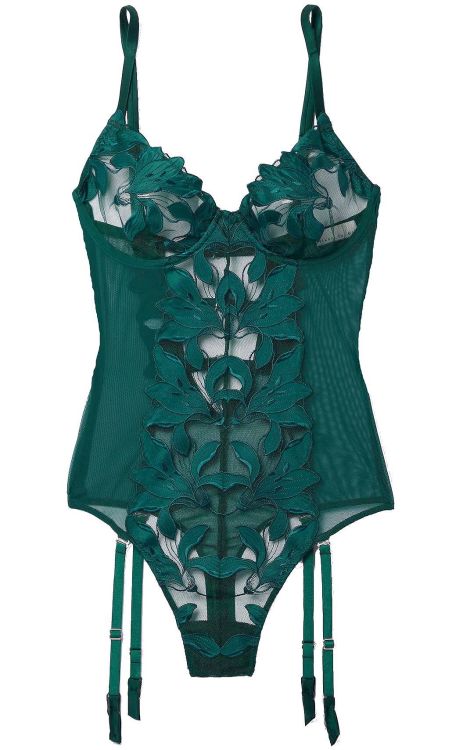 martysimone:  Fleur du Mal | Lily Embroidery Cupped Thong Bodysuit