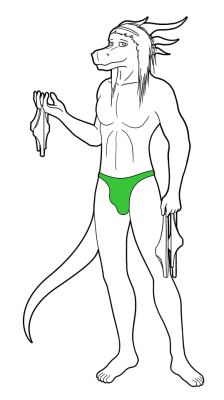 Random ink of a durgen holding lots of undies, maybe he wants