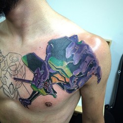 animetattoo:  EVA-01 Tattoo Artist: Santiago Joel Location: Bogota,