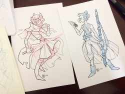 reb-chan:  Gave those Kylo and Rey sketches the Inktober treatment