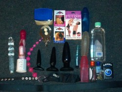 mnlsexinc:  Our collection of nightly fun ;). There are 3 vibrator,