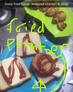 #lunch #deepfriedbaconwrappedchicken #deepfriedpotatoes #sandwich
