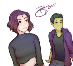 beefdudealls:  A quick sketch of my favourite Teen Titans couple!
