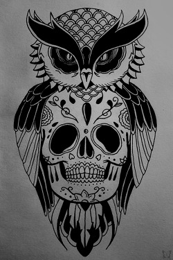 whitesoulblackheart:  Muertos Vivos Owl by Beatriz Costa © Behance