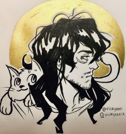 vickyzzeix:Quick sketch of Aizawa and his beloved cat meowww