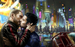 ksuyen:  Kiss me. Shepard and Kaidan second date in Citadel.