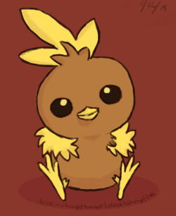 genesects:  desk—lamp:  Torchic doodle in honor of Pokemon