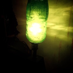 Made my own lampshade with two green plastic bottles    #keepittreal