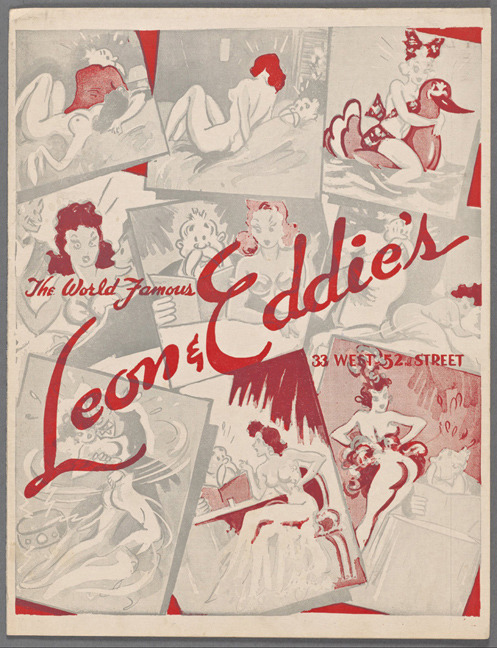taylormorseart:  Vintage 40’s-era photo of the famed LEON and EDDIE’S’ nightclub; located at 33 West 52nd Street, in New York City.. The cover of this 1941-edition menu was illustrated by Wesley Morse..  