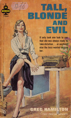 Tall, Blonde and Evil by Greg Hamilton (Midwood, 1964). Cover