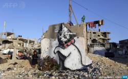 afp-photo:  BEIT HANUN : A Palestinian child stands next to