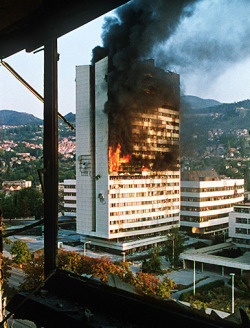 The parliament building of Bosnia and Herzegovina burns amid