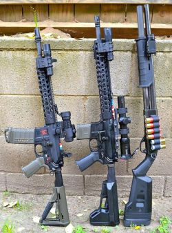 weaponslover:  Spikes 14.5 inch with OD Magpul furniture, flashlight,