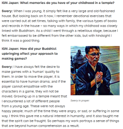 unrealtournament4:  Swery65 to IGN on becoming a Buddhist priest,