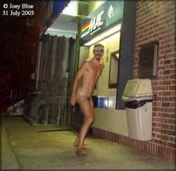 joey-blue:  Here I am 31 July 2003 at an ATM at night. I wish