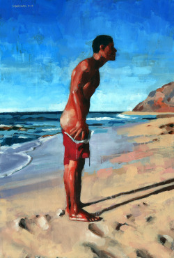 douglassimonson:  Bare-Ass at Diamond Head, acrylic painting