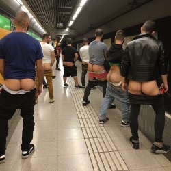 butt-boys:  Mooning the subway.  