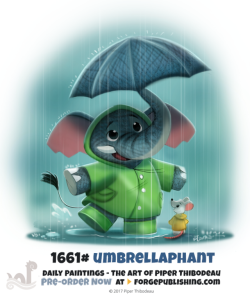 cryptid-creations:  Daily Painting 1661# - Umbrellaphant by Cryptid-Creations