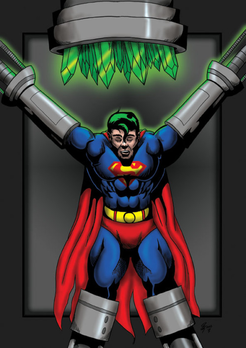 The real Superman in suffering .Superman under kryptonite torture .