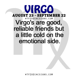 wtfzodiacsigns:  Virgo’s are good, reliable friends but a little