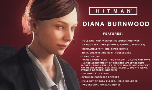 redmenacekun:  mrsmugbastard:  Full Imgur gallery All the notable female models from the latest Hitman installment included - Diana Burnwood herself and 4 main mission targets.Wanted to write something witty and edgy, but Tumblr is lagging like hell.