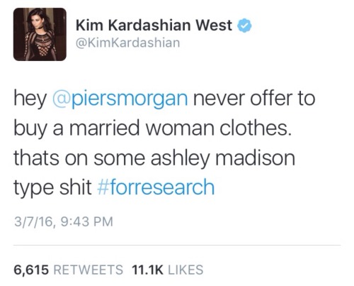 westshouse:  Never try to come for Kim Kardashian West  Oooh shit’s gettin’ real yo! Don’t mess with the queen.