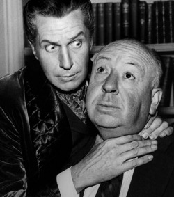 laynestaleys:  Vincent Price and Alfred Hitchcock.  Masters of