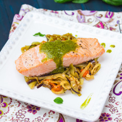 foodffs:  Baked Salmon with Lemony Basil Sauce Really nice recipes.