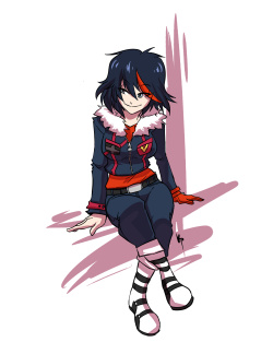 Still drawing more Ryuuko (edit:fixed her arm and touched it