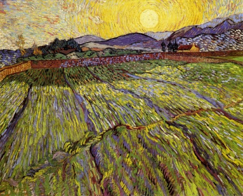artist-vangogh:  Enclosed field with rising sun, 1889, Vincent