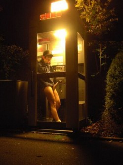 exhiblife:  Public telephone booth? Pretty hot!